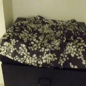 Anthropologie Moulinette Soeurs Gray Inked Floral Silk Blend A Line Skirt